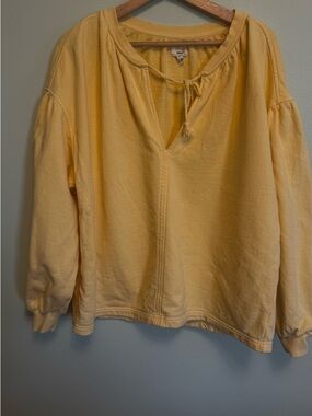 aerie Pale Yellow Tie-Neck Pullover Sweatshirt